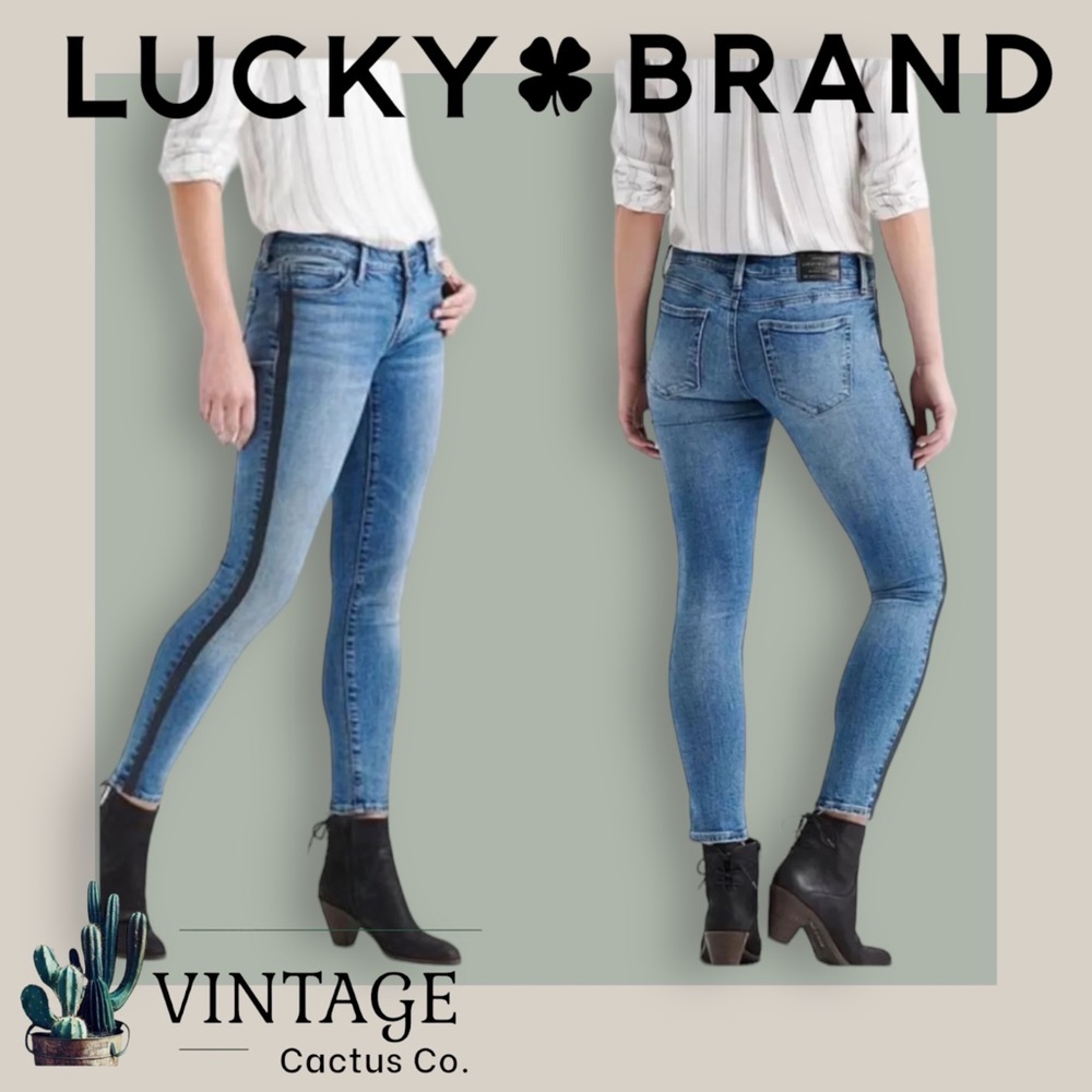 NWT LUCKY BRAND Lolita Sparkle-Stripe Skinny Ankle Jeans!